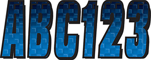 Hardline Series 300 Registration Kit, Carbon Fiber With Block Font and Top to Bottom Color Gradations (Includes 4 Sets of 3" A-Z, 0-9)"