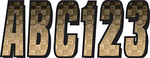 Hardline Series 300 Registration Kit, Carbon Fiber With Block Font and Top to Bottom Color Gradations (Includes 4 Sets of 3" A-Z, 0-9)"