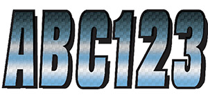 Hardline Series 300 Registration Kit, Carbon Fiber With Block Font and Top to Bottom Color Gradations (Includes 4 Sets of 3" A-Z, 0-9)"