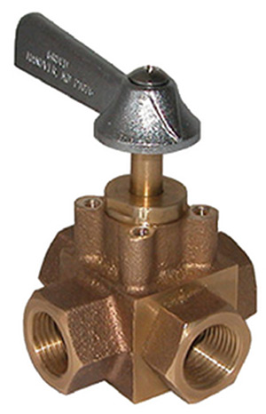 Groco FV-450-X Bronze 4-Way Tank Selector Valve 1/2" Full Flow"