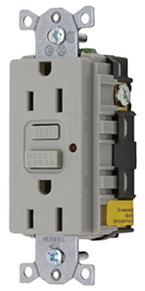 Gfci Duplex Receptacle W/Cover Plate, Gray