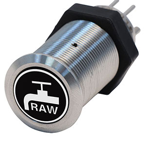 Bluewater 19mm Switch with Raw Water Laser Logo, On / Off Function