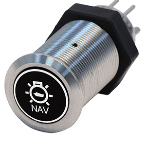 Bluewater 19mm Switch with NAV Text Laser Logo, On / Off Function