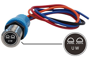 Bluewater 19mm Switch and 12 Inch Harness with Underwater lights Laser Logo, On / Off Function