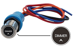 Bluewater 19mm Switch and 12 Inch Harness with Dimmer Up Laser Logo, Momentary On / Off Function