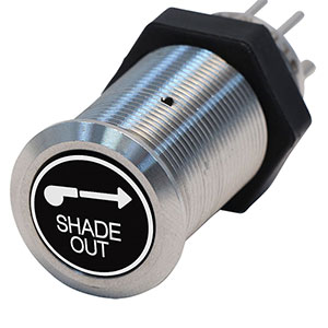 Bluewater 19mm Switch with Shade Out Laser Logo, Momentary On / Off Function