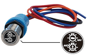 Bluewater 19mm Switch and 12 Inch Harness with NAV / Anchor Lights Text A Laser Logo, NAV / ANCH Function