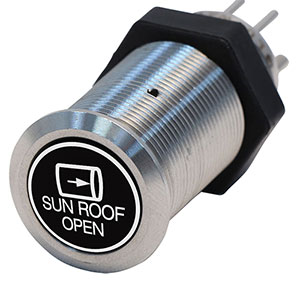 Bluewater 19mm Switch with Sun Roof Open Laser Logo, Momentary On / Off Function