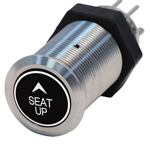 Bluewater 19mm Switch with Seat UP Laser Logo, Momentary On / Off Function