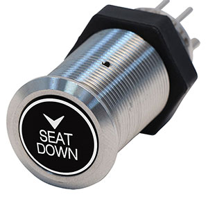 Bluewater 19mm Switch with Seat Down Laser Logo, Momentary On / Off Function