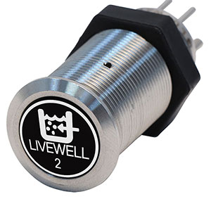 Bluewater 19mm Switch with Livewell 2 Laser Logo, On / Off Function