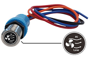 Bluewater 19mm Switch and 12 Inch Harness with FAN Hi/Low Laser Logo, On / On / Off Function