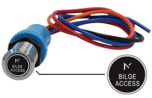 Bluewater 19mm Switch and 12 Inch Harness with Bilge Access Close Laser Logo, Momentary On / Off Function