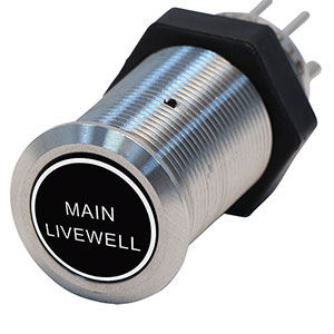 Bluewater 19mm Switch with Main Livewell Laser Logo, On / Off Function