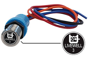 Bluewater 19mm Switch and 12 Inch Harness with Livewell 3 Laser Logo, On / Off Function