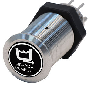 Bluewater 19mm Switch with Fishbox Pump Out Laser Logo, On / Off Function