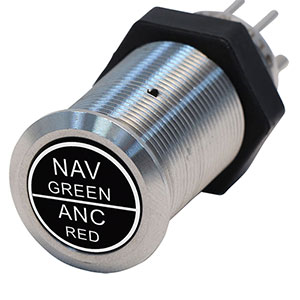 Bluewater 19mm Switch with Nav / Anch – Green / Red Laser Logo, NAV / ANCH Function