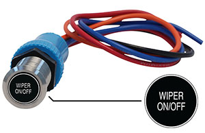 Bluewater 19mm Switch and 12 Inch Harness with Wiper On / Off Laser Logo, On / Off Function