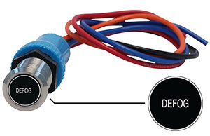 Bluewater 19mm Switch and 12 Inch Harness with Defog Laser Logo, On / Off Function