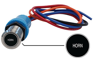 Bluewater 19mm Switch and 12 Inch Harness with Horn Laser Logo, Momentary On / Off Function