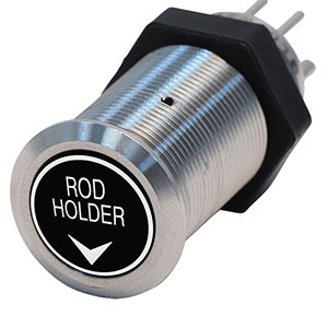 Bluewater 19mm Switch with Rod Holder Down Laser Logo, Momentary On / Off Function