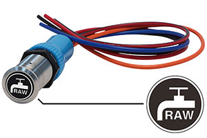 Bluewater 22mm Switch and 12 Inch Harness with Raw Water Laser Logo, On / Off Function