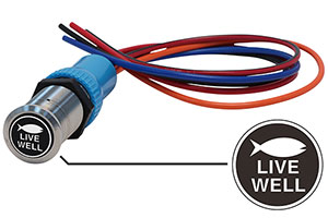 Bluewater 22mm Adjustable Breaker Switch and 36 Inch Harness with Livewell Pump Laser Logo, On / Off Function