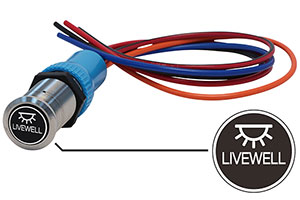 Bluewater 22mm Switch and 12 Inch Harness with Livewell Lights Laser Logo, On / Off Function