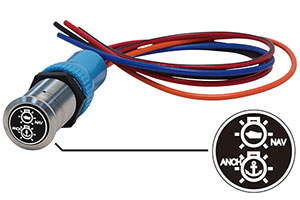 Bluewater 22mm Switch and 12 Inch Harness with NAV / Anchor Lights Text A Laser Logo, NAV / ANCH Function