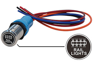 Bluewater 22mm Switch and 12 Inch Harness with Rail Lights Laser Logo, On / Off Function