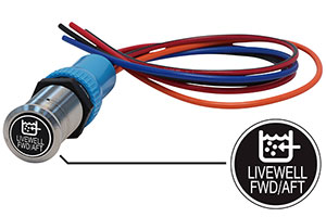 Bluewater 22mm Adjustable Breaker Switch and 12 Inch Harness with Livewell FWD/AFT Laser Logo, On / On / Off Function