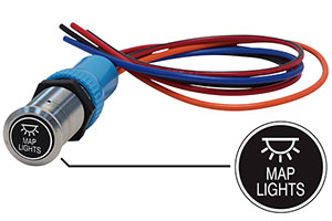 Bluewater 22mm Adjustable Breaker Switch and 12 Inch Harness with Map Lights Laser Logo, On / Off Function