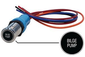 Bluewater 22mm Switch and 12 Inch Harness with Bilge Pump Laser Logo, On / Off Function