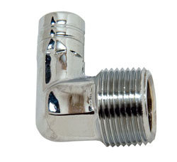 90 Degree Chrome Plated Brass 3/4" NPT Male To 5/8" Hose Fitting