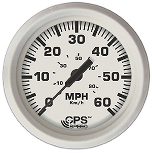 Faria Dress White 4" Gauge - 60 MPH GPS Speedometer With LCD, Compass"