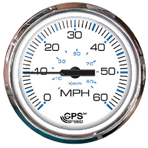 Faria Chesapeake SS White 4" Gauge - 60 MPH GPS Speedometer With LCD, Compass"