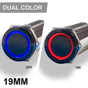 REVERT Harsh Environment Dual Color Push Button Marine Switch | 19MM | Black