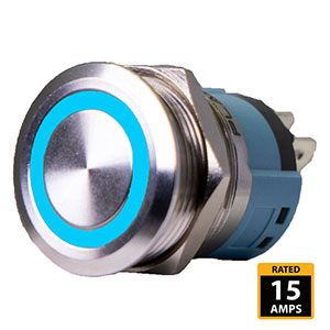 Push Button Illuminated Switch - 15A - Blue