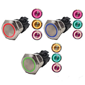 Marine Push Button Switch - Dual Color - 10A - Stainless Steel