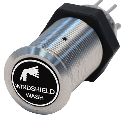 Bluewater 19mm Switch with Windshield Wash Laser Logo, On / Off Function