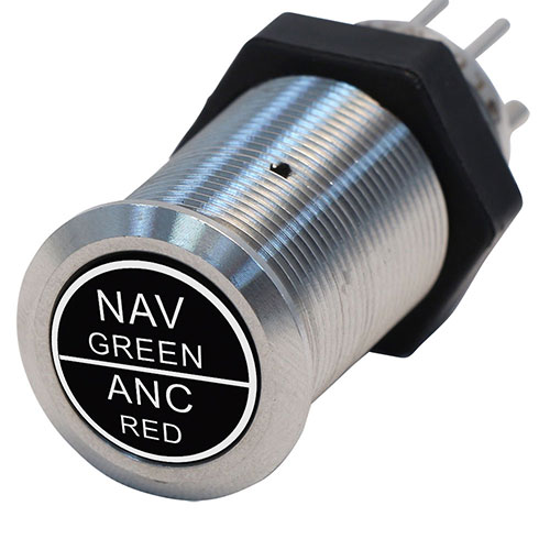 Bluewater 19mm Switch with Nav / Anch – Green / Red Laser Logo, NAV / ANCH Function