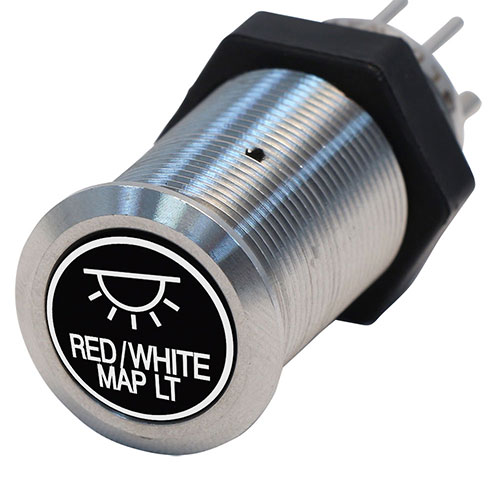 Bluewater 19mm Switch with Red White Map Light Laser Logo, On / Off Function