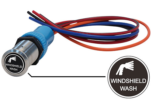 Bluewater 22mm Switch and 36 Inch Harness with Windshield Wash Laser Logo, On / Off Function