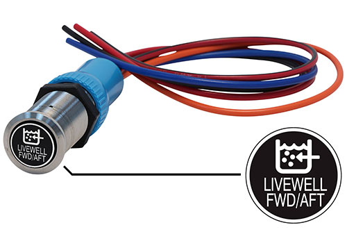 Bluewater 22mm Switch and 36 Inch Harness with Livewell FWD/AFT Laser Logo, On / On / Off Function