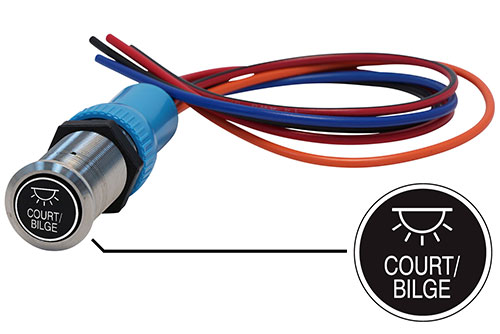 Bluewater 22mm Switch and 36 Inch Harness with Court/Bilge Lights Laser Logo, On / Off Function