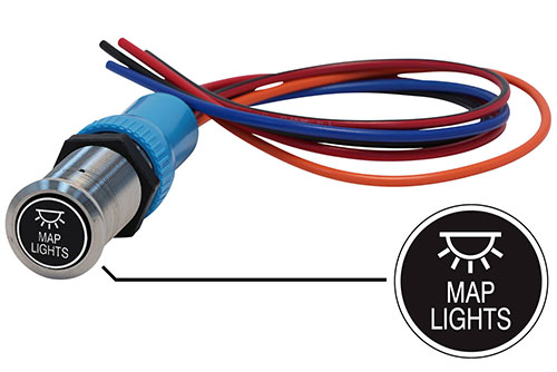 Bluewater 22mm Switch and 36 Inch Harness with Map Lights Laser Logo, On / Off Function