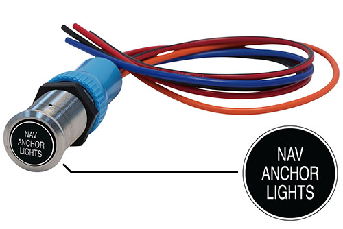 Bluewater 22mm Switch and 36 Inch Harness with Nav / Anchor Lights Laser Logo, NAV / ANCH Function