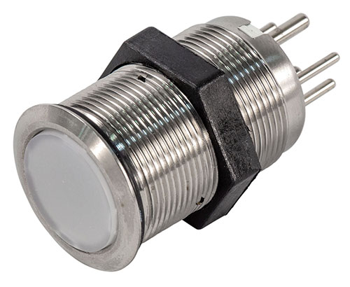 Bluewater 22mm LED Lit Mechanical Push Button On-On-Off Switch (Standard LED)