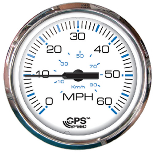 Faria Chesapeake SS White 4" Gauge - 60 MPH GPS Speedometer With LCD, Compass"